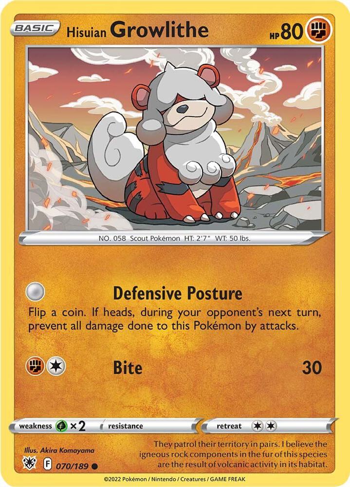 Hisuian Growlithe 070/189 (SWSH10: Astral Radiance) 