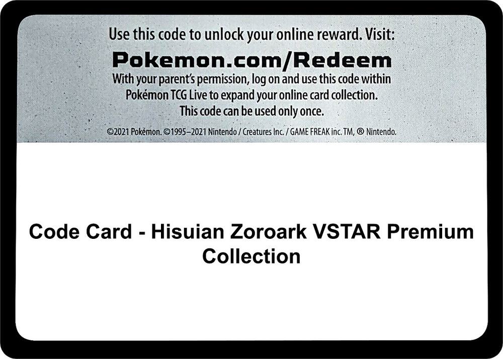 Code Card Hisuian Zoroark VSTAR Premium Collection  (SWSH11: Lost Origin) 