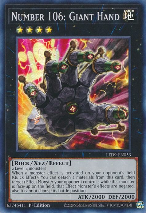 Number 106: Giant Hand LED9-EN053 (Legendary Duelists: Duels From the Deep)  - 1st Edition