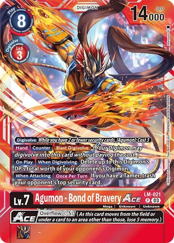 Agumon Bond of Bravery ACE LM-021 P (Special Limited Set)  - Foil