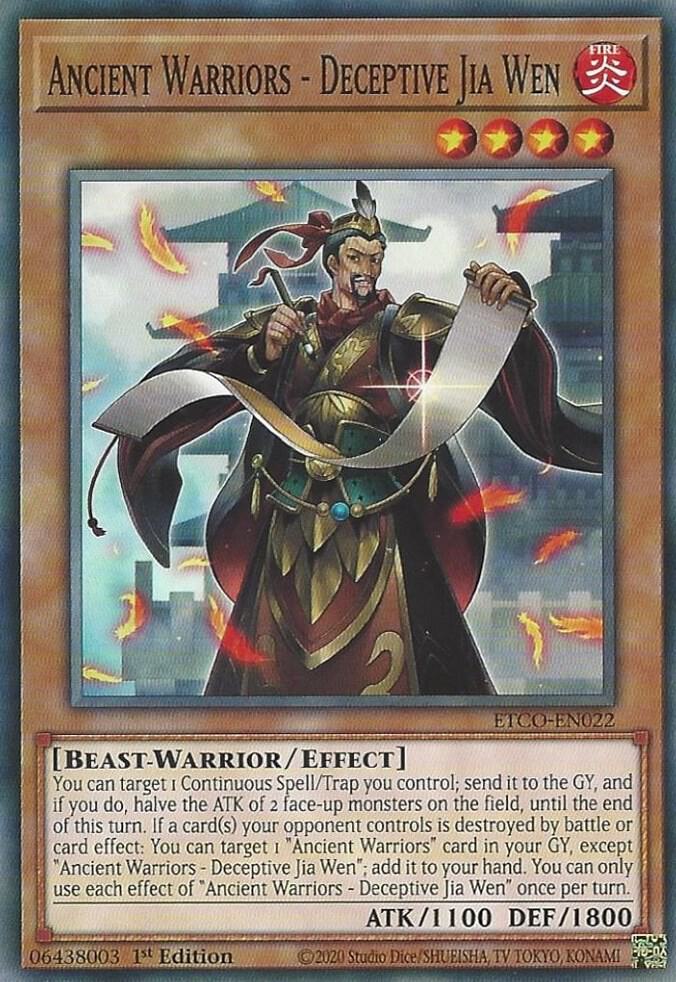 Ancient Warriors - Deceptive Jia Wen ETCO-EN022 (Eternity Code)  - 1st Edition