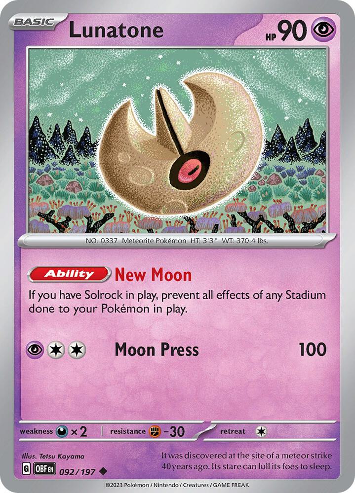 Lunatone 092/197 (SV03: Obsidian Flames) 