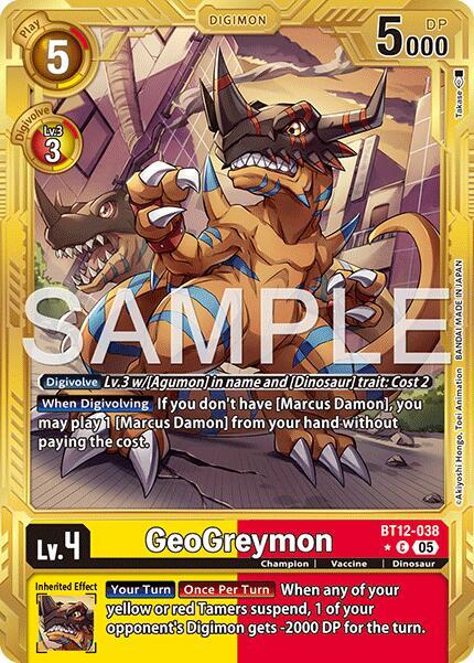 GeoGreymon BT12 038 Gold Border BT12-038 C (Advanced Booster Digimon Generation)  - Foil