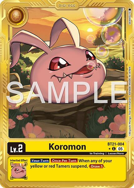 Koromon BT21 004 Gold Border BT21-004 C (Advanced Booster Digimon Generation)  - Foil