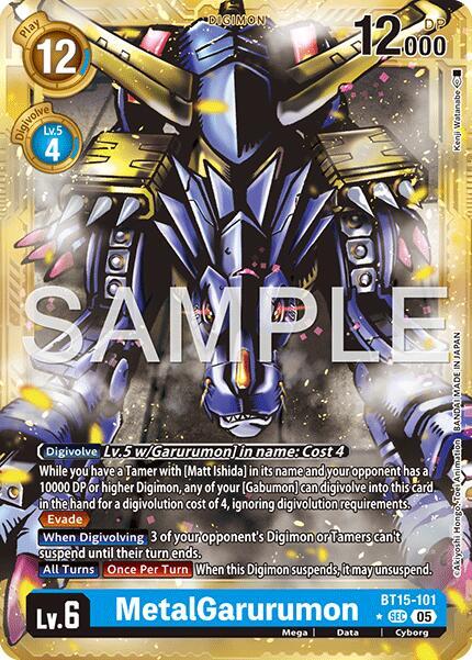 MetalGarurumon Gold Border BT15-101 SEC (Advanced Booster Digimon Generation)  - Foil