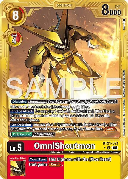 OmniShoutmon Gold Border BT21-021 U (Advanced Booster Digimon Generation)  - Foil