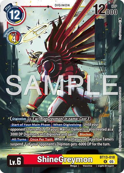 ShineGreymon BT13 018 Reprint BT13-018 R (Advanced Booster Digimon Generation)  - Foil