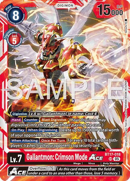 Gallantmon Crimson Mode ACE Reprint BT17-018 SR (Advanced Booster Digimon Generation)  - Foil