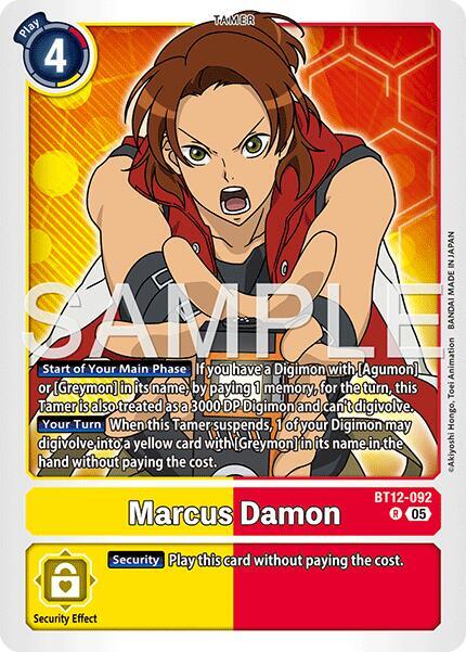 Marcus Damon BT12 092 Reprint BT12-092 R (Advanced Booster Digimon Generation)  - Foil