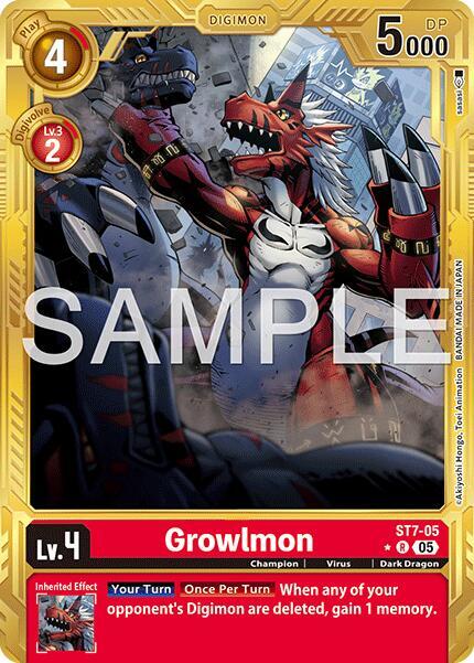 Growlmon ST7 05 Gold Border ST7-05 R (Advanced Booster Digimon Generation)  - Foil