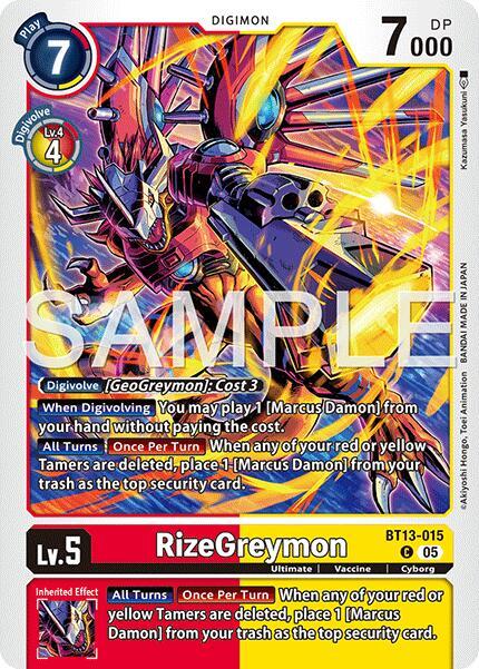 RizeGreymon BT13 015 Reprint BT13-015 C (Advanced Booster Digimon Generation)  - Foil