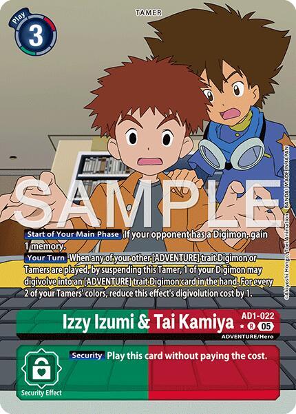 Izzy Izumi and Tai Kamiya Alternate Art AD1-022 (Advanced Booster Digimon Generation)  - Foil