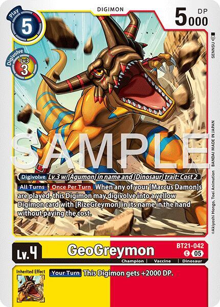 GeoGreymon BT21 042 Reprint BT21-042 C (Advanced Booster Digimon Generation)  - Foil