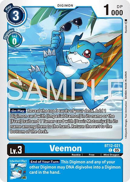 Veemon BT12 021 Reprint BT12-021 C (Advanced Booster Digimon Generation)  - Foil