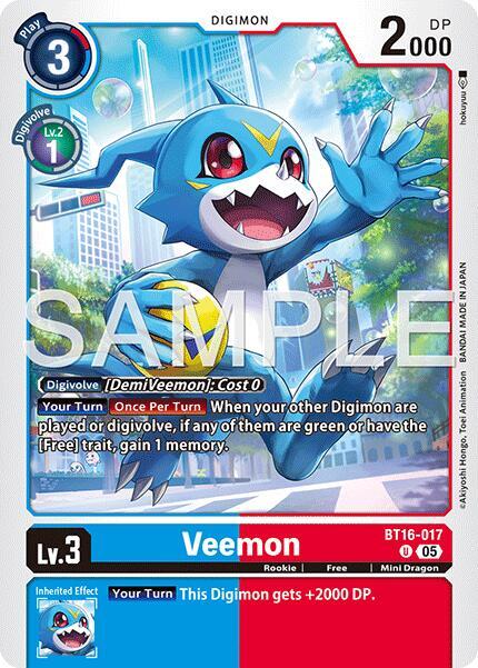 Veemon BT16 017 Reprint BT16-017 U (Advanced Booster Digimon Generation)  - Foil