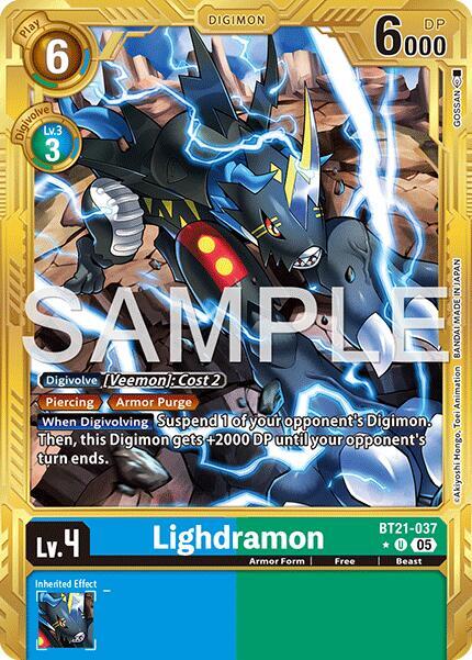 Lighdramon Gold Border BT21-037 U (Advanced Booster Digimon Generation)  - Foil