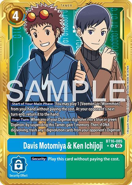 Davis Motomiya and Ken Ichijoji Gold Border BT16-085 R (Advanced Booster Digimon Generation)  - Foil