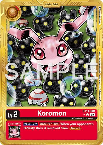 Koromon BT14 001 Gold Border BT14-001 U (Advanced Booster Digimon Generation)  - Foil