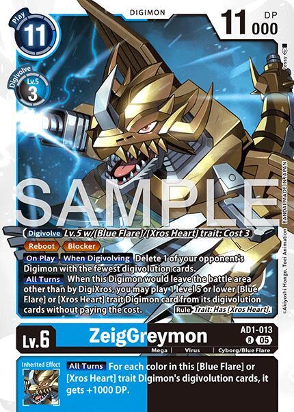 ZeigGreymon AD1-013 R (Advanced Booster Digimon Generation)  - Foil
