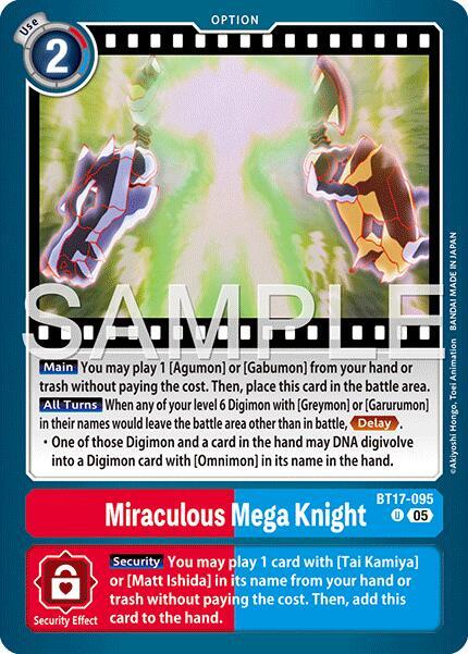 Miraculous Mega Knight Reprint BT17-095 U (Advanced Booster Digimon Generation)  - Foil