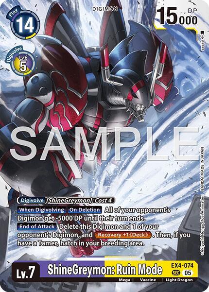 ShineGreymon Ruin Mode Reprint EX4-074 SR (Advanced Booster Digimon Generation)  - Foil