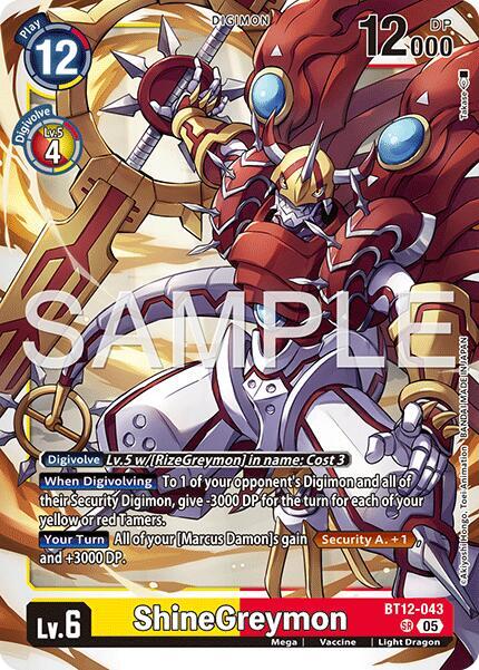 ShineGreymon BT12 043 Reprint BT12-043 SR (Advanced Booster Digimon Generation)  - Foil