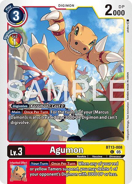Agumon BT13 008 Reprint BT13-008 C (Advanced Booster Digimon Generation)  - Foil