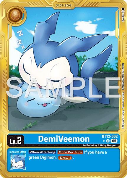 DemiVeemon BT12 002 Gold Border BT12-002 U (Advanced Booster Digimon Generation)  - Foil