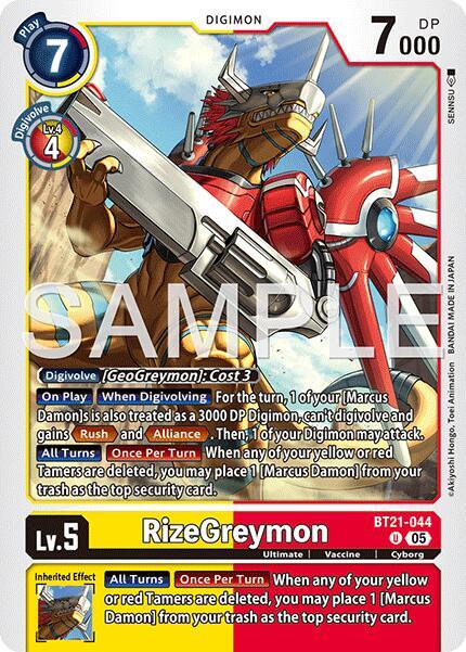 RizeGreymon BT21 044 Reprint BT21-044 U (Advanced Booster Digimon Generation)  - Foil