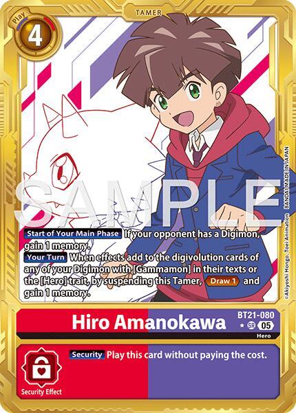 Hiro Amanokawa BT21 080 Gold Border BT21-080 SR (Advanced Booster Digimon Generation)  - Foil