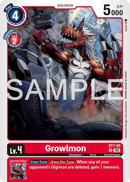Growlmon ST7 05 Reprint ST7-05 R (Advanced Booster Digimon Generation)  - Foil