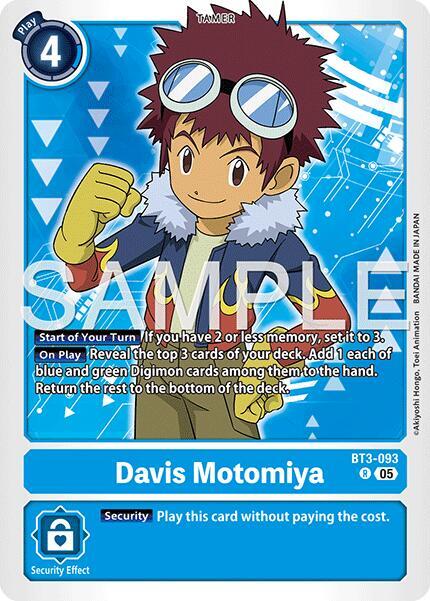 Davis Motomiya Reprint BT3-093 R (Advanced Booster Digimon Generation)  - Foil