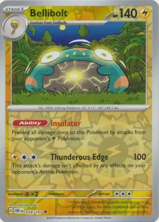 Bellibolt 078/197 (SV03: Obsidian Flames)  - Reverse Holofoil