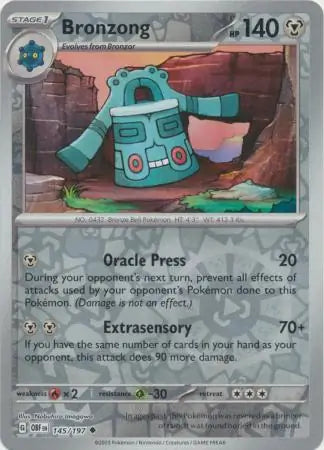 Bronzong 145/197 (SV03: Obsidian Flames)  - Reverse Holofoil