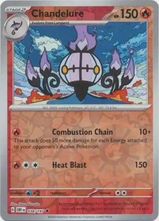 Chandelure 038/197 (SV03: Obsidian Flames)  - Reverse Holofoil