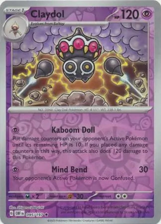 Claydol 095/197 (SV03: Obsidian Flames)  - Reverse Holofoil