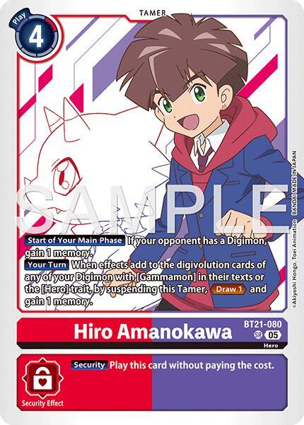 Hiro Amanokawa BT21 080 Reprint BT21-080 SR (Advanced Booster Digimon Generation)  - Foil