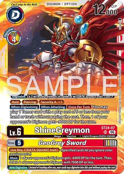 ShineGreymon GeoGrey Sword ST24-07 SR (Starter Deck 24: Data Squad)  - Foil