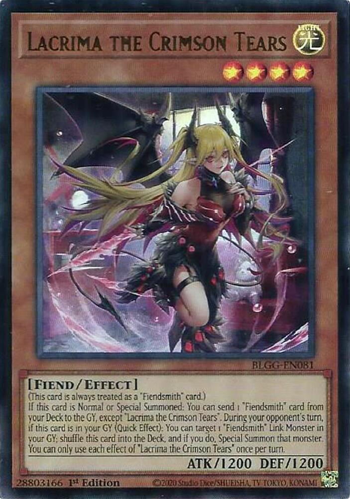 Lacrima the Crimson Tears BLGG-EN081 (Battles of Legend: Glorious Gallery)  - 1st Edition