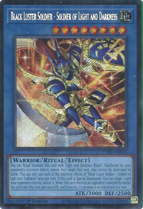 Black Luster Soldier Soldier of Light and Darkness Secret Rare CORI-EN028 (Chaos Origins)  - 1st Edition
