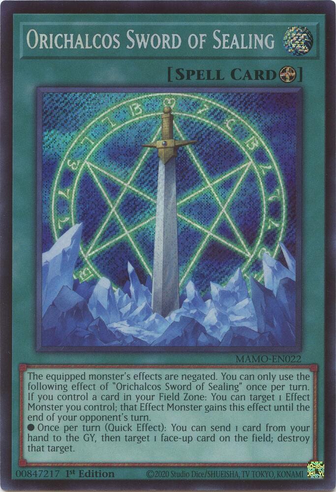 Orichalcos Sword of Sealing Secret Rare MAMO-EN022 (Magnificent Monsters)  - 1st Edition