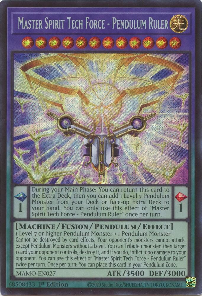 Master Spirit Tech Force Pendulum Ruler Secret Rare MAMO-EN027 (Magnificent Monsters)  - 1st Edition