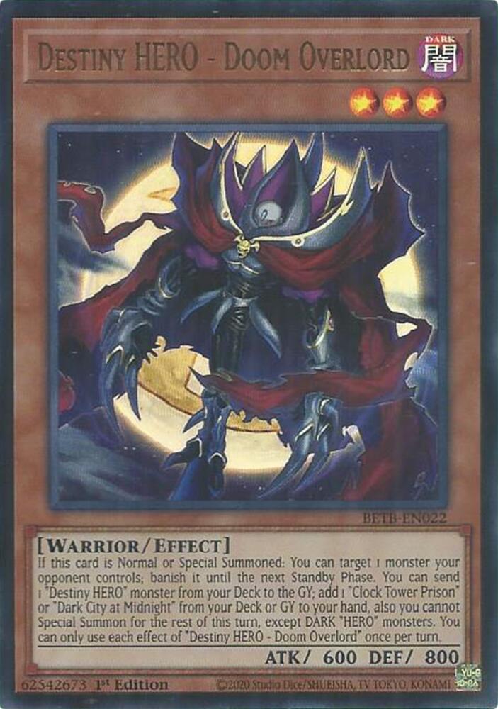 Destiny HERO Doom Overlord BETB-EN022 (Beyond the Brave)  - 1st Edition