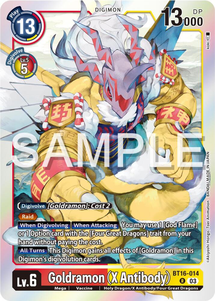 Goldramon X Antibody BT16-014 R (Beginning Observer)  - Foil