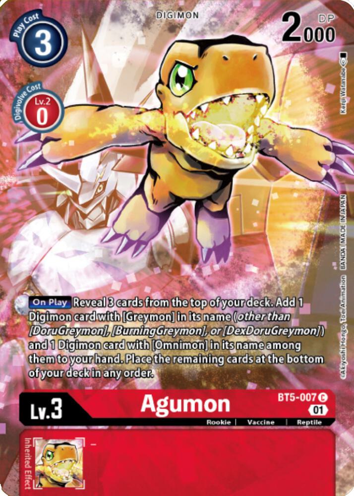 Agumon BT5 007 Digimon Royal Knights Card Set BT5-007 C (Battle of Omni)  - Foil