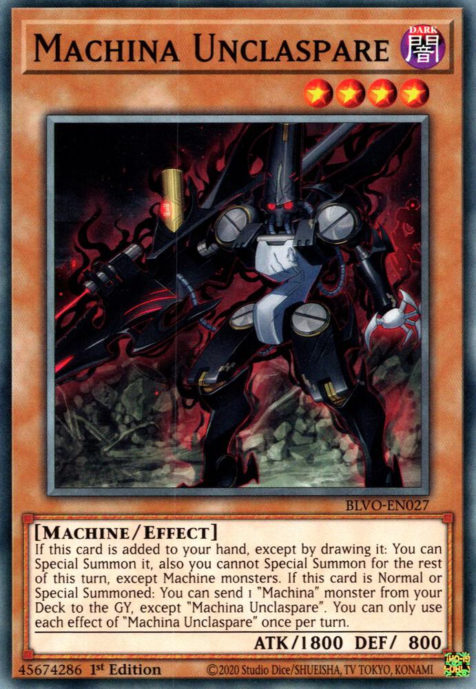 Machina Unclaspare BLVO-EN027 (Blazing Vortex)  - 1st Edition