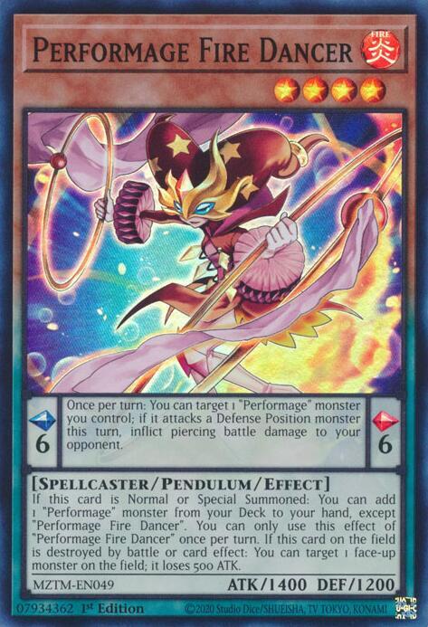 Performage Fire Dancer MZTM-EN049 (Maze of the Master)  - 1st Edition