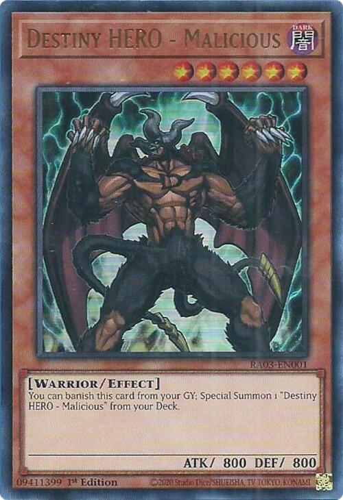 Destiny HERO Malicious UR RA03-EN001 (Quarter Century Bonanza)  - 1st Edition