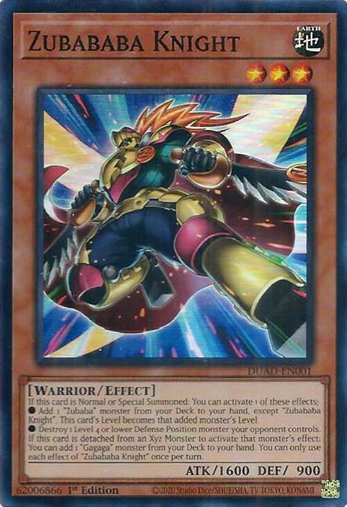 Zubababa Knight DUAD-EN001 (Duelist's Advance)  - 1st Edition