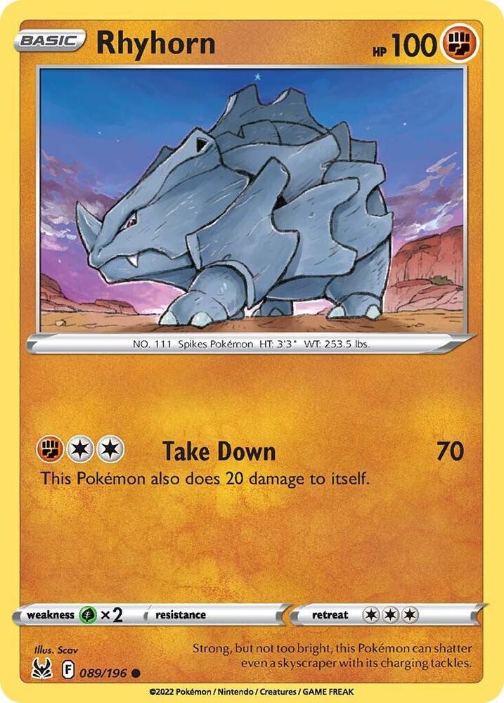 Rhyhorn 089/196 (SWSH11: Lost Origin) 
